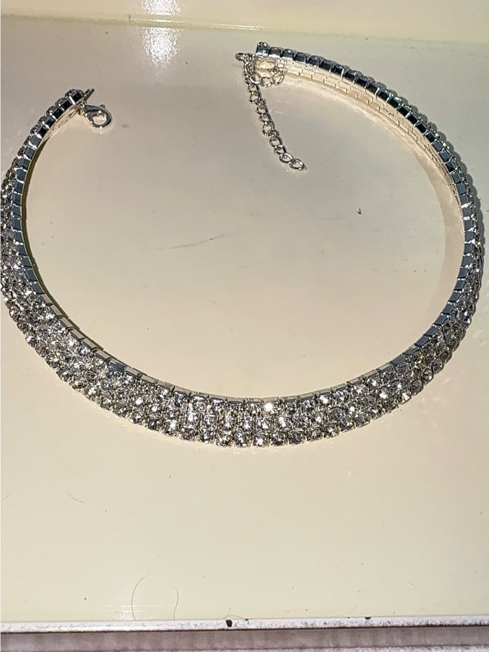 Silver Plated Multilayer Crystal Tennis Necklace Chockee